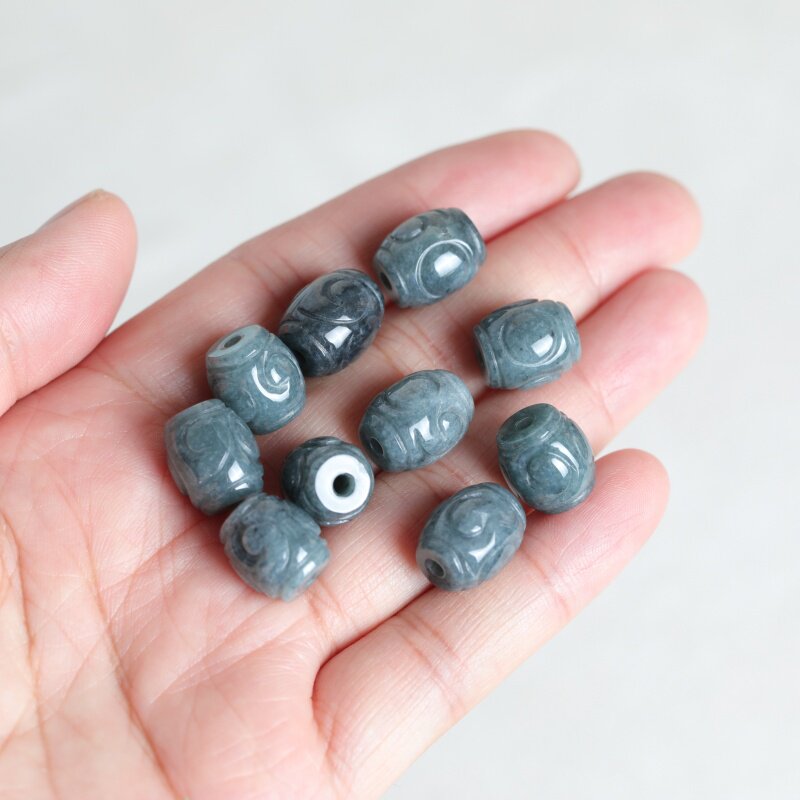 Bracelets - 5 szt. naturalnych niebieskich jadeitowych koralików