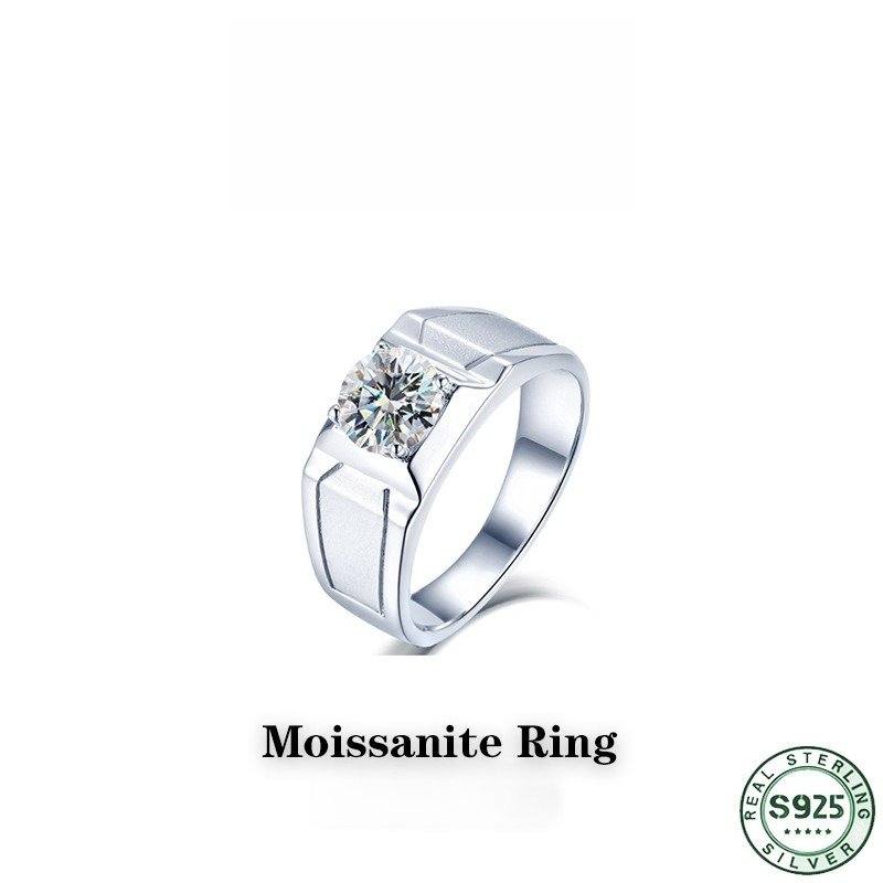 Moissanite Engagement Ring 1 Carat - Popularny pierścionek ze srebra próby 925,