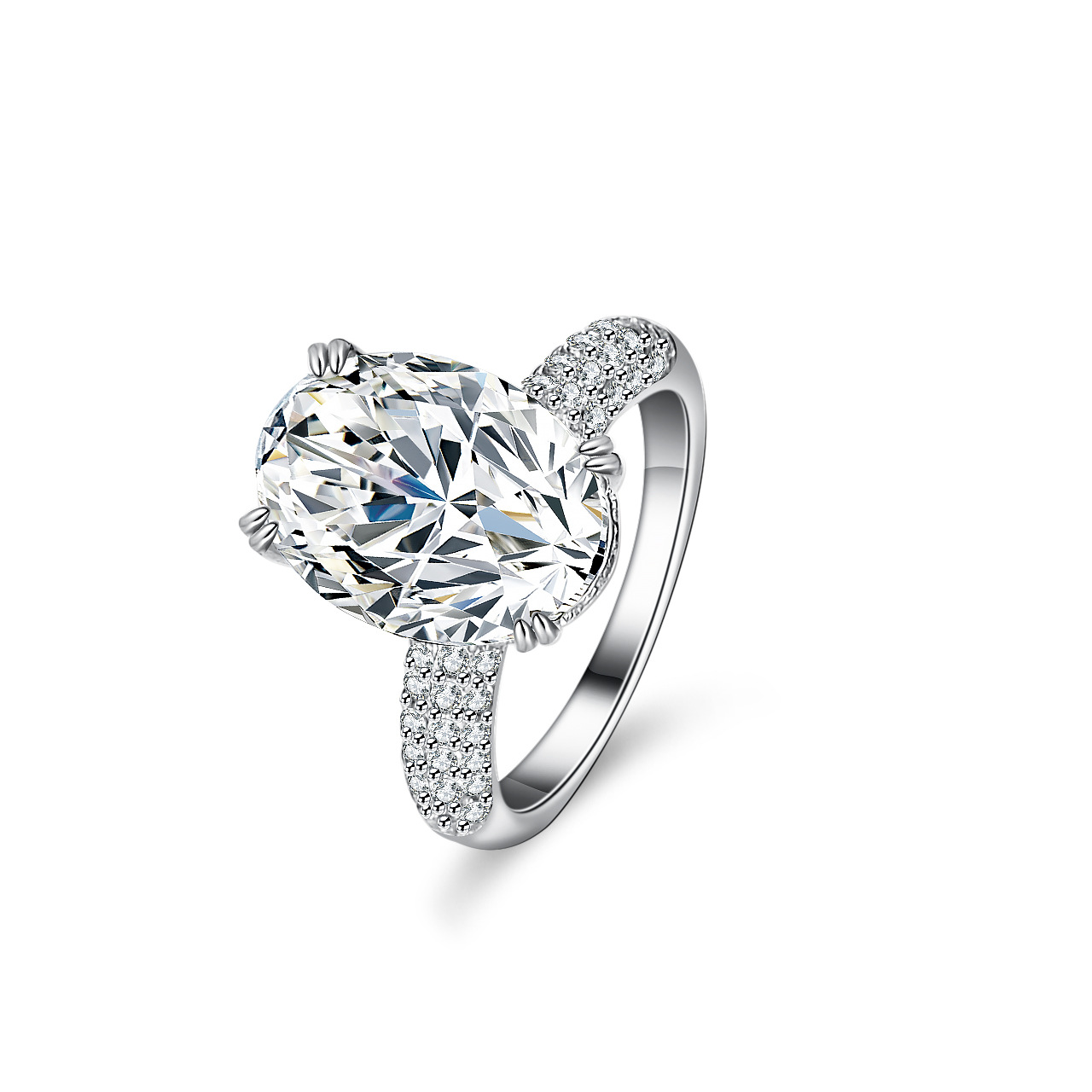 Moissanite Engagement Ring 1 Carat - Pierścionek damski z moissanitem, inkrustowany 18-karatowym