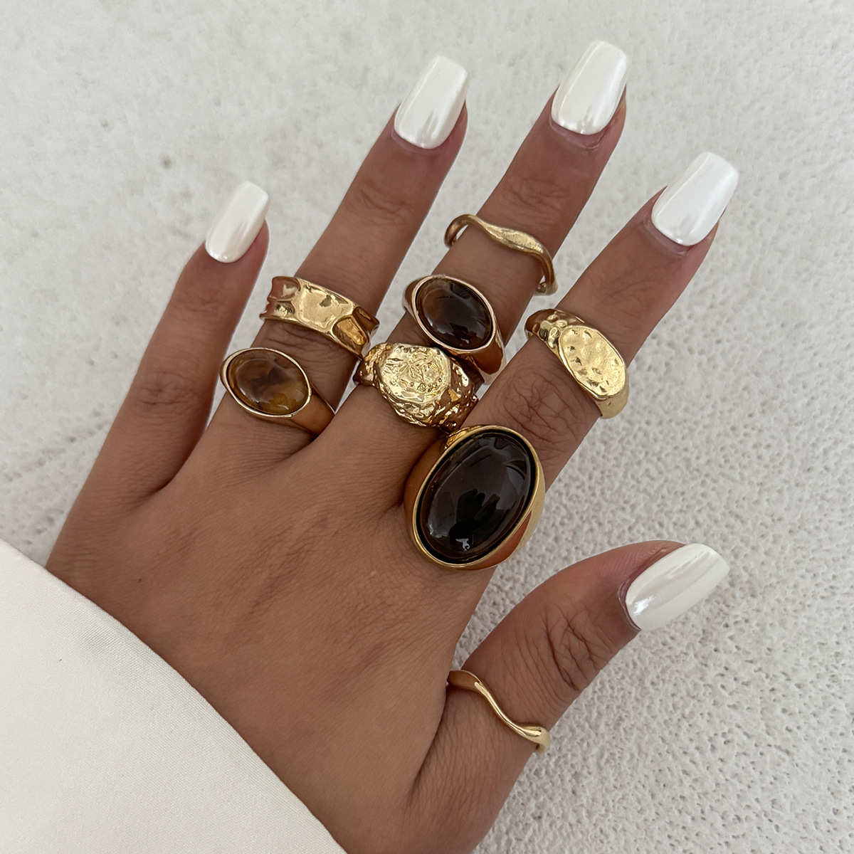 Vintage Punk Knuckle Rings Set - 8 sztuk/zestaw Pierścionki w stylu vintage
