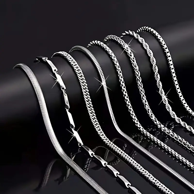 Cuban Link Chain 12Mm - 8-częściowy zestaw naszyjników męskich ze stali