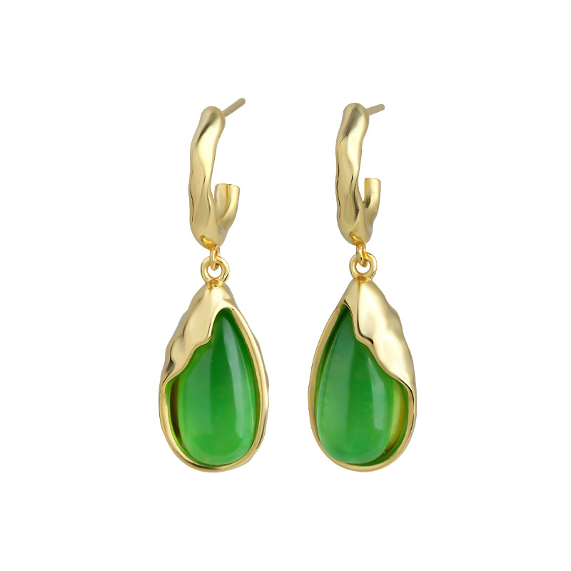 Earrings - Zielone Kolczyki z Prawdziwego Jadeitu w