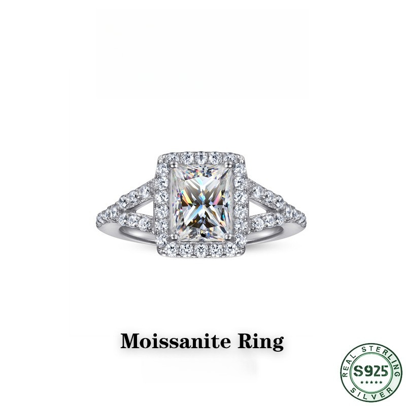 Moissanite Engagement Ring 1 Carat - Modny, bardzo popularny pierścionek ze srebra