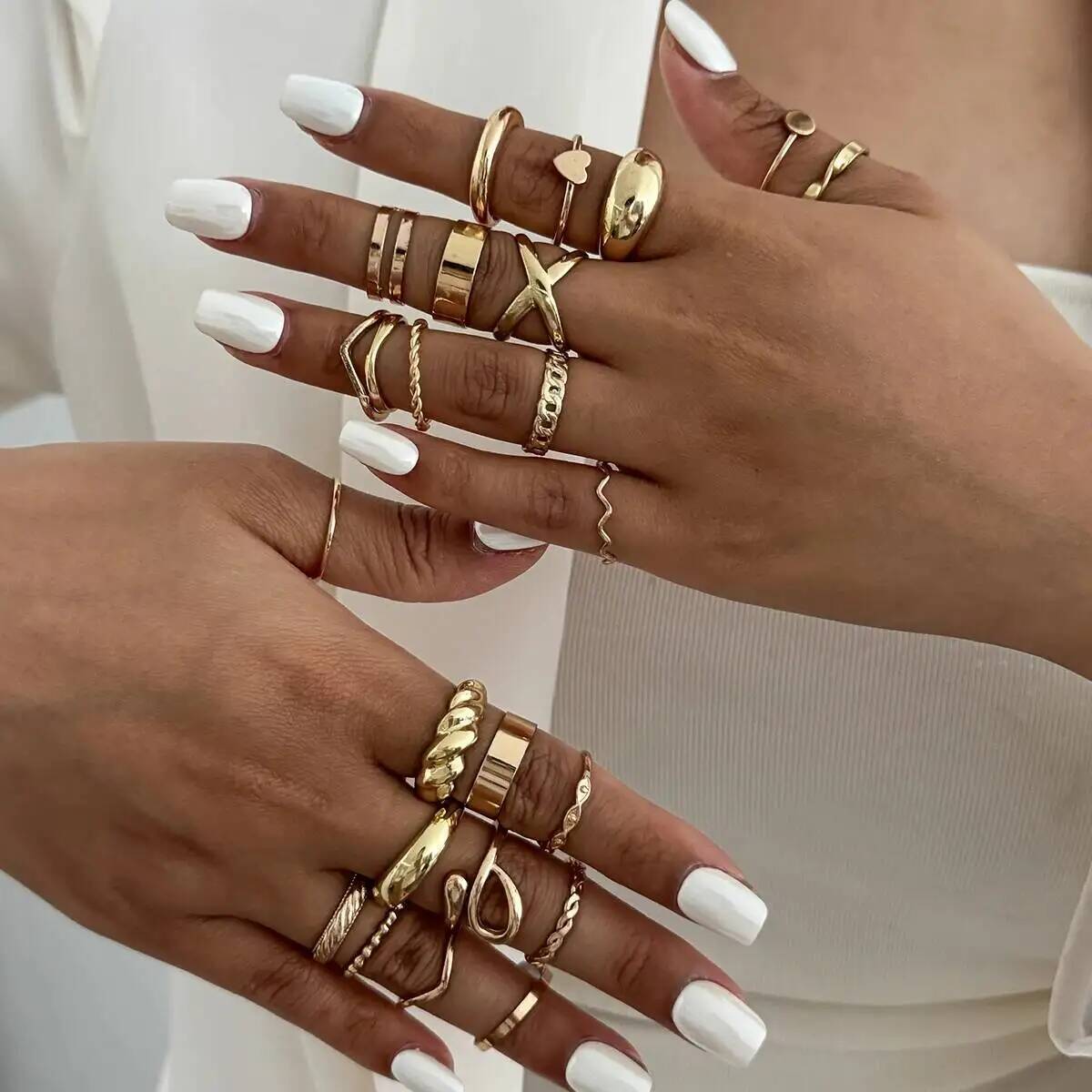 Vintage Punk Knuckle Rings Set - KunJoe 24 szt./zestaw Modne, nieregularne, geometryczne