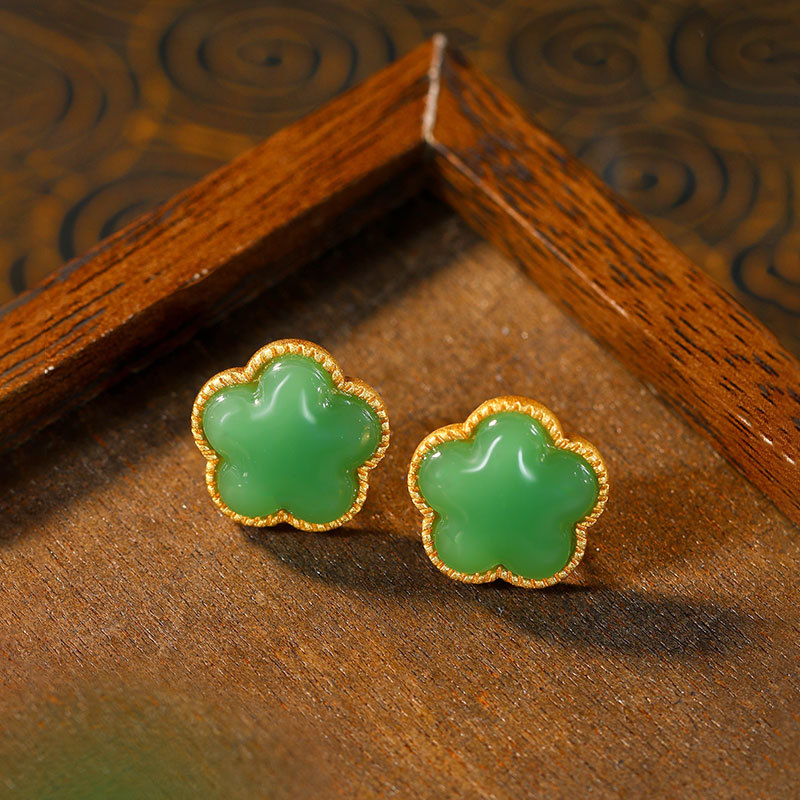 Earrings - Zielone kolczyki z naturalnego jadeitu w