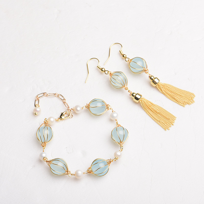Earrings - Kolczyki z niebieskiego naturalnego jadeitu, modne