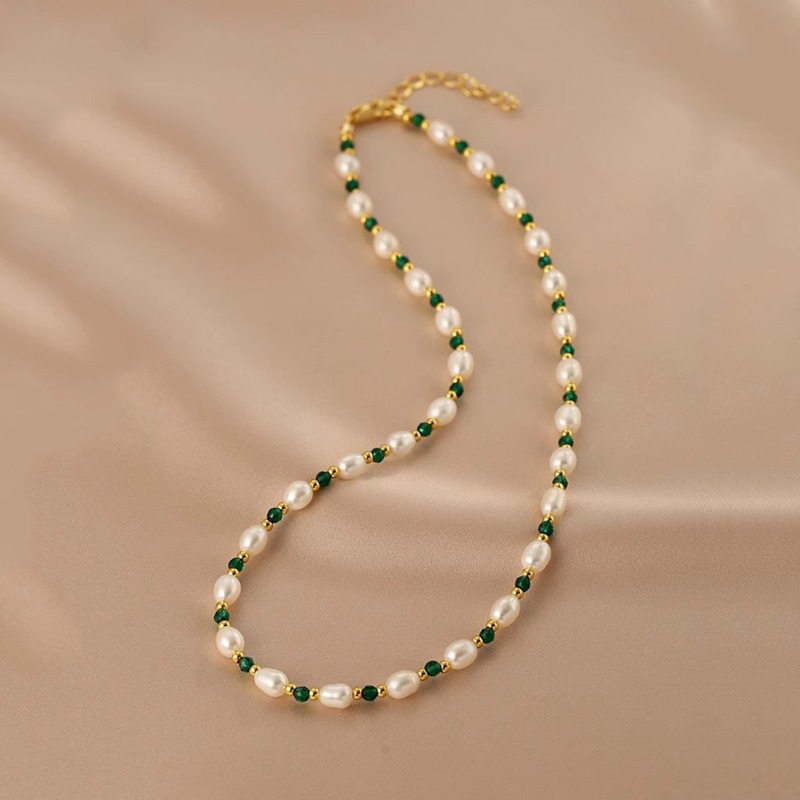 Pearl Choker Necklace Vintage - Naszyjnik z delikatnych szklanych koralików w