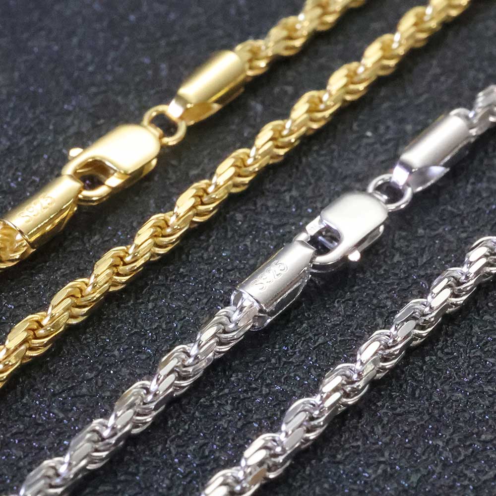 925 Sterling Silver Chain Necklace Men - ESKEEM 3MM/5mm Mężczyźni Kobiety PVD 18k