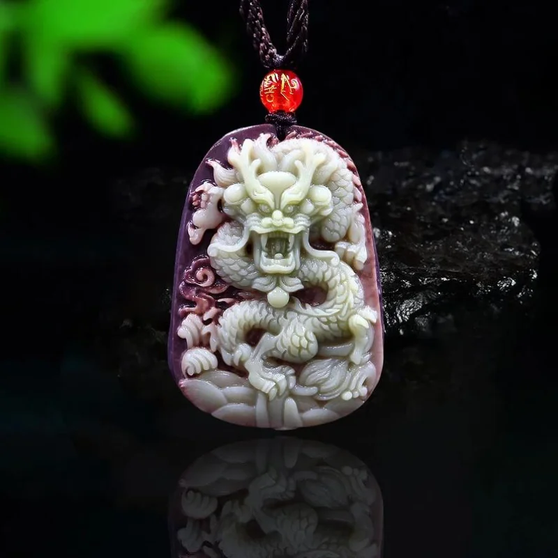 Necklaces - Fioletowa szata Jadeitowy smok Naszyjnik Chińska