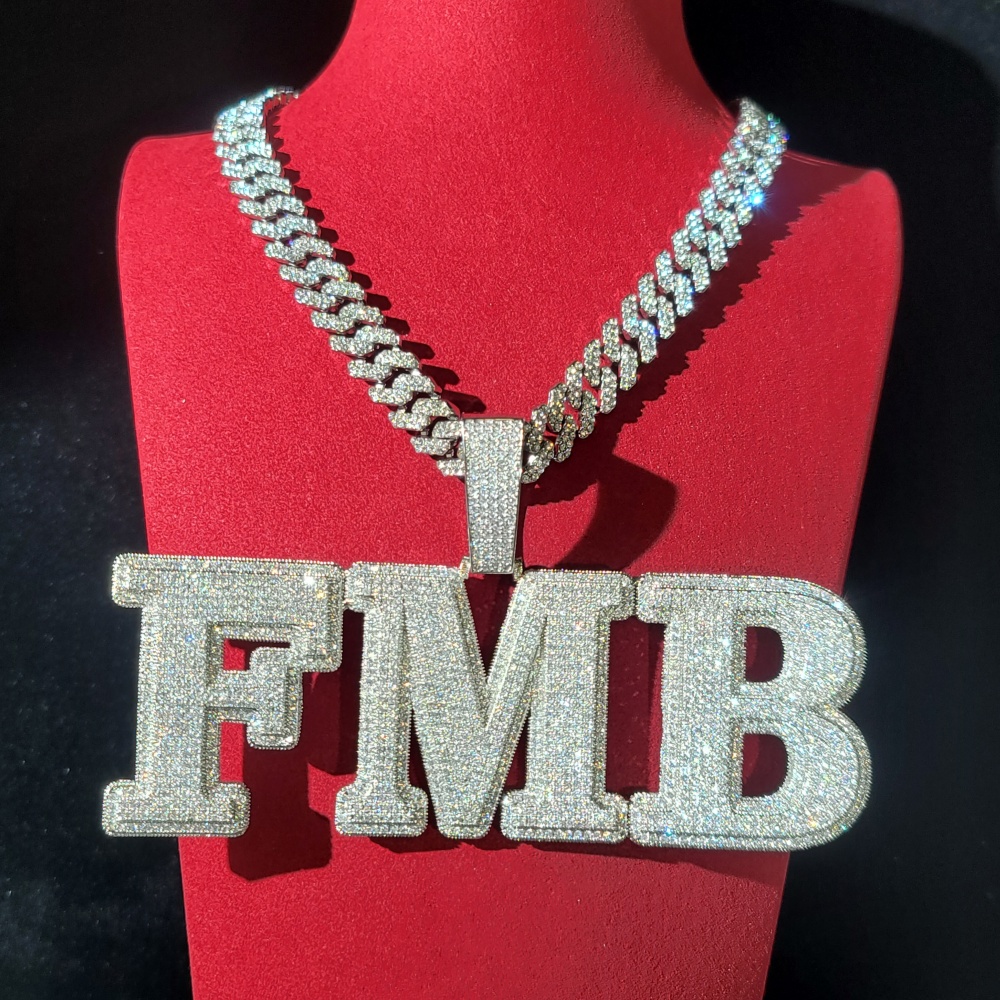 Cuban Link Chain 12Mm - Personalizowany wisiorek z literami i cyframi