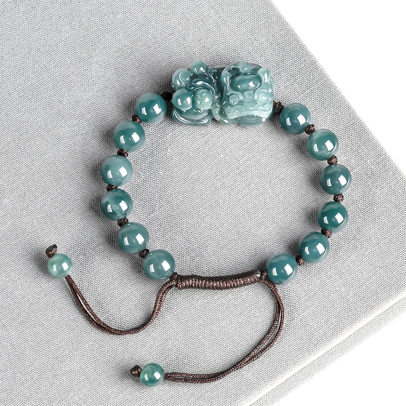 Bracelets - Birmański jadeit Pixiu bransoletki niebieski Amulet