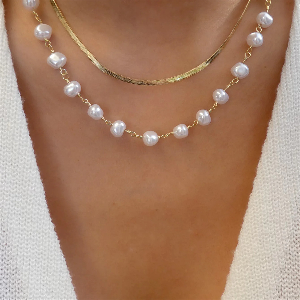 Modne pozłacane geometryczne k – Pearl Choker Necklace Vintage recenzja i cena