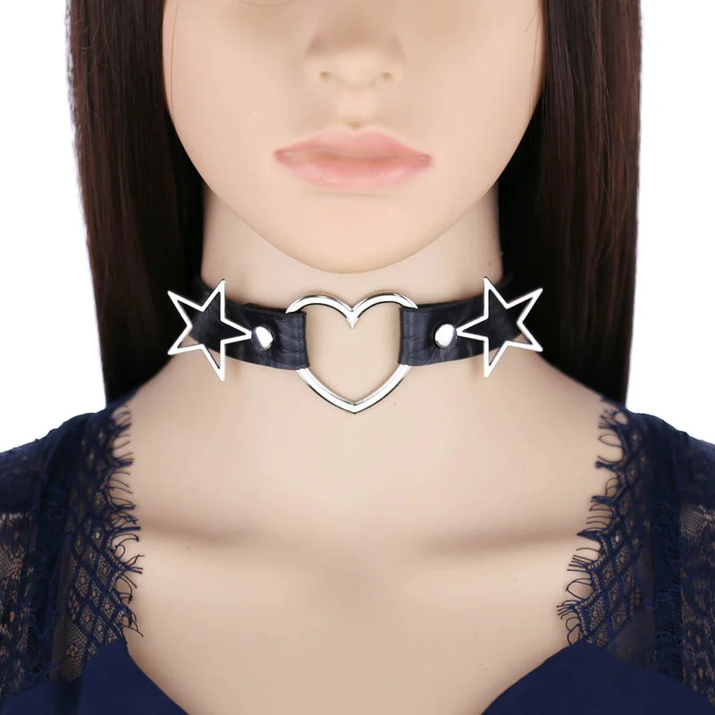 Decopunk Punk PU Leather Heart – Goth Punk Spike Choker recenzja i cena