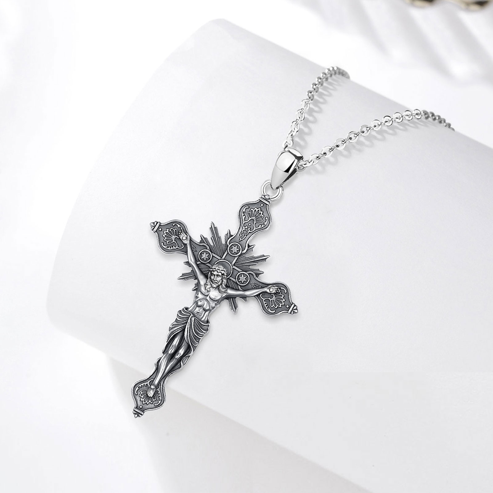 Naszyjnik z krucyfiksem Eudora – 925 Sterling Silver Chain Necklace Men recenzja i cena