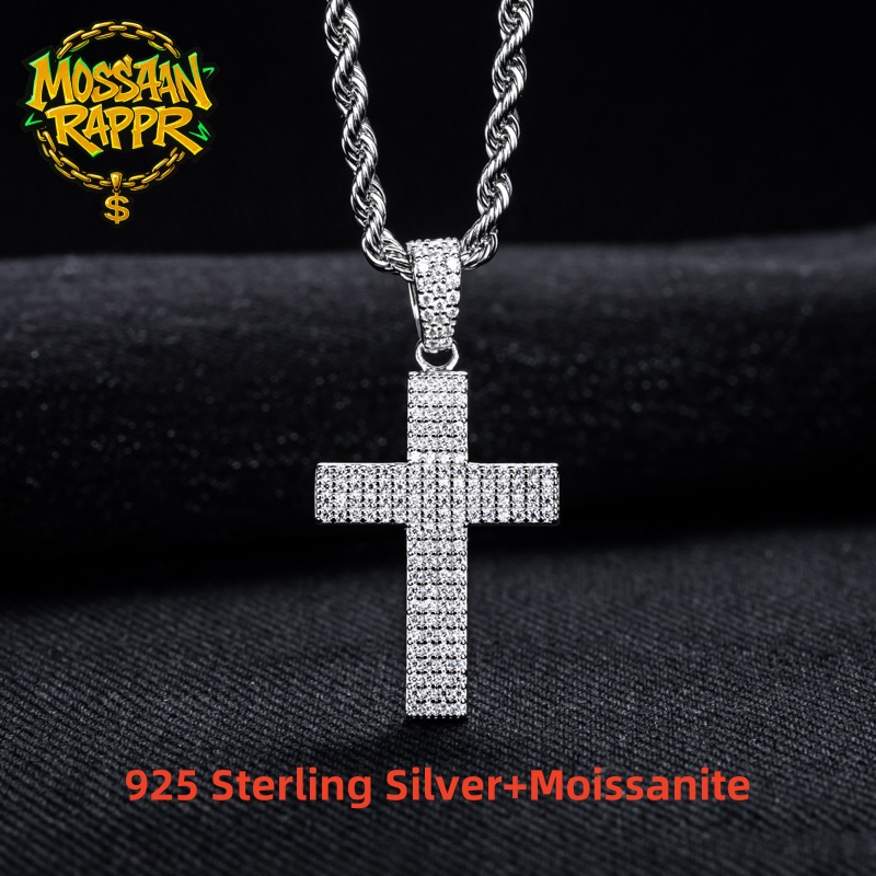 MossanRappr Moissanite Bling K – 925 Sterling Silver Chain Necklace Men recenzja i cena