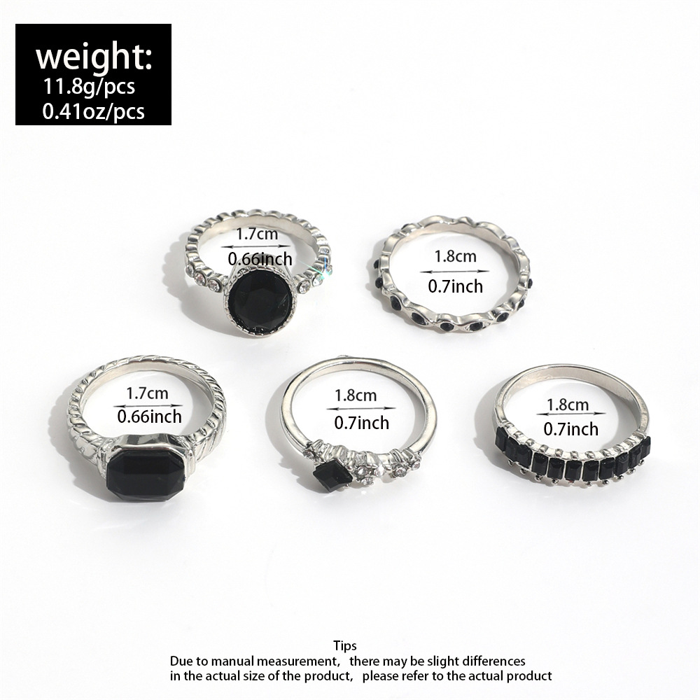 Retro czarny kryształowy zesta – Vintage Punk Knuckle Rings Set recenzja i cena