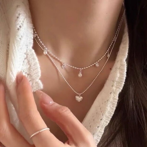 Dwuwarstwowy srebrny naszyjnik – Layered Pendant Necklace Aesthetic recenzja i cena
